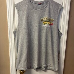 Ron Jon Gray Sleeveless Tank with Yellow & Red Surf Logo